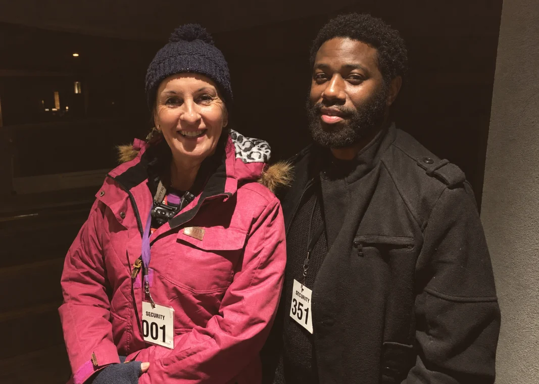 Naomi Oakley and a U-Nome Security officer working a night event