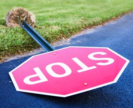 Toppled Stop Sign